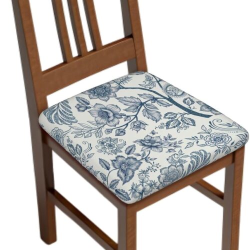 Blue Floral Seat Covers for Chairs Navy Blue Flower Dining Chair Covers Set of 2 Chinoiserie Kitchen Chair Covers Stretch Vintage Flower Chair Slipcovers Protector for Kitchen Office