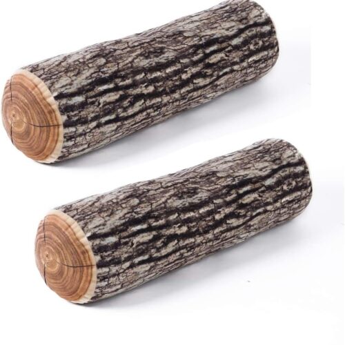 WF10748MAX_1 HYSEAS Decorative Round Throw Pillow, 3D Digital Print Comfortable Funny Cute Wood Log Pillow Cylinder Floor Cushion for Home, Couch, Sofa, Bedroom, Living Room Decor, Trunk, 2 Pack