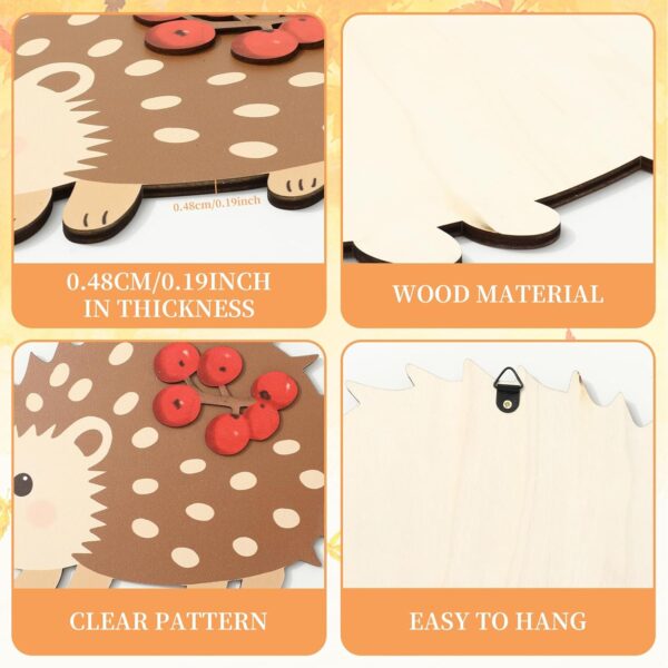JarThenaAMCS 7 Pcs Fall Woodland Wall Decor Autumn Forest Animal Jungle Theme Hanging Wood Ornament Cute Safari Wall Art Sign Carved for Home Living Room Bedroom Nursery Farmhouse Thanksgiving Decor 3