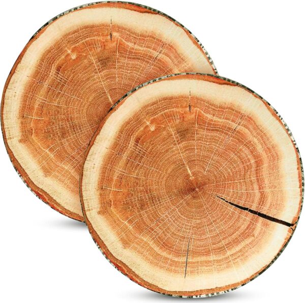 2 Pcs Round Throw Pillow Decorative Wood Slice Floor Cushion 3D Digital Printing Forest Decor Soft Circle Pillow Cute Stump Camping Memory Foam for Classroom Home Chair Bedroom Decor(Emulation) 1