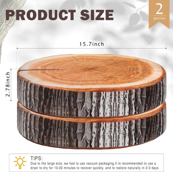 2 Pcs Round Throw Pillow Decorative Wood Slice Floor Cushion 3D Digital Printing Forest Decor Soft Circle Pillow Cute Stump Camping Memory Foam for Classroom Home Chair Bedroom Decor(Emulation) 3