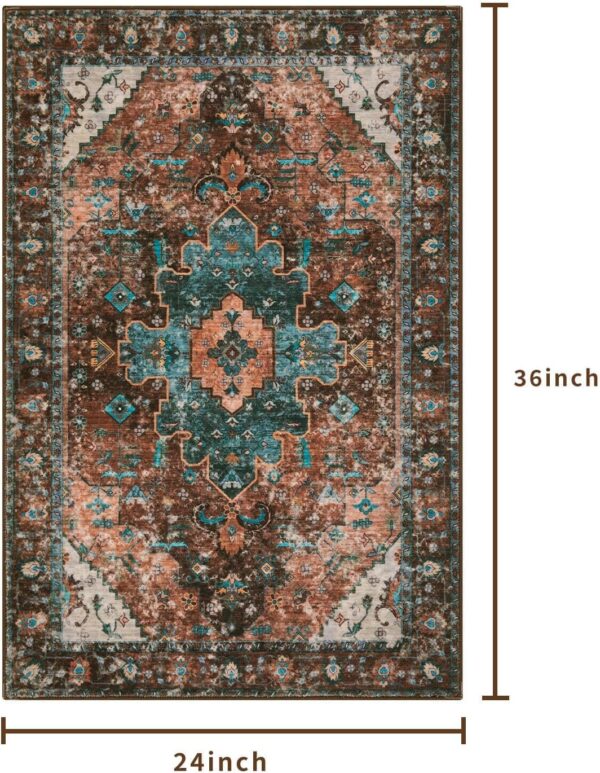 Ciicool Washable 2x3 Entry Rug, Small Rugs for Entryway Kitchen Bathroom Door Mat Indoor Entrance, Non Slip Rubber Backing, Stain & Fade Resistant,Oriental Low-Pile Throw Carpet 2
