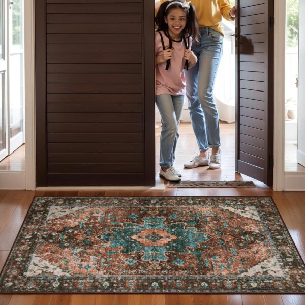 Ciicool Washable 2x3 Entry Rug, Small Rugs for Entryway Kitchen Bathroom Door Mat Indoor Entrance, Non Slip Rubber Backing, Stain & Fade Resistant,Oriental Low-Pile Throw Carpet 3