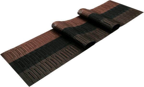 SHACOS Table Runners Woven Vinyl Table Mats 12x71 inch for Kitchen Dining Table Non Slip Washable, Ombre Coffee Black 2