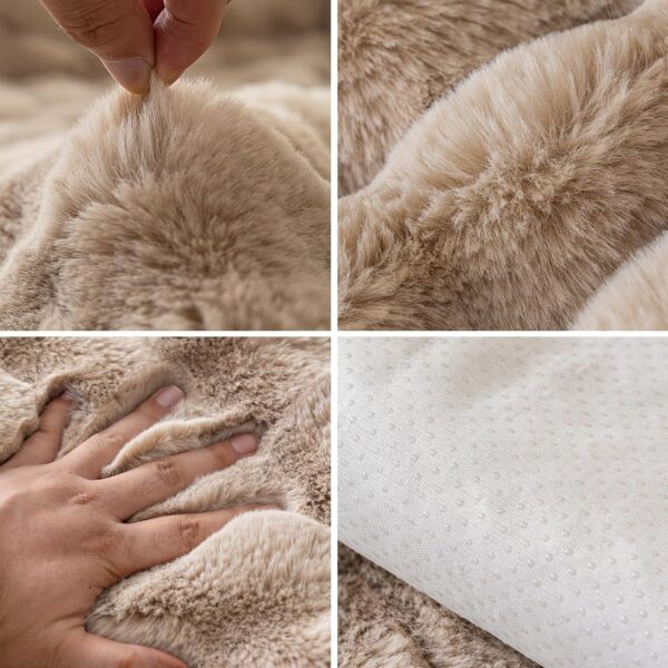 Faux Fur Sofa Cover, Rabbit Plush Couch Cover, Non-Slip Couch Covers Washable, Cosy Plush Sofa Slipcover, Furniture Protector for L Shaped(1pc/ Cream /36"x70") 3