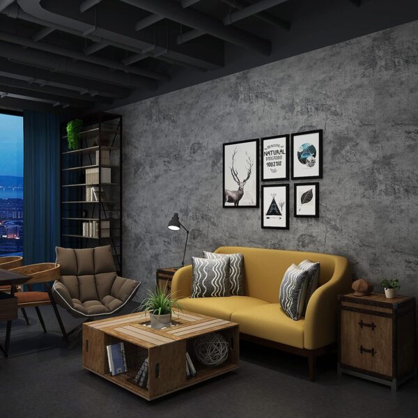 3YECAO 16"×118" Thick Blue Grey Peel and Stick Concrete Wallpaper 3d Faux Gray Concrete Contact Paper Vinyl Wrap DIY Self Adhesive Matte Grey Cement Wallpaper Tile Sticker for Countertops Walls Drawer 3