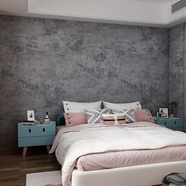 3YECAO 16"×118" Thick Blue Grey Peel and Stick Concrete Wallpaper 3d Faux Gray Concrete Contact Paper Vinyl Wrap DIY Self Adhesive Matte Grey Cement Wallpaper Tile Sticker for Countertops Walls Drawer 4