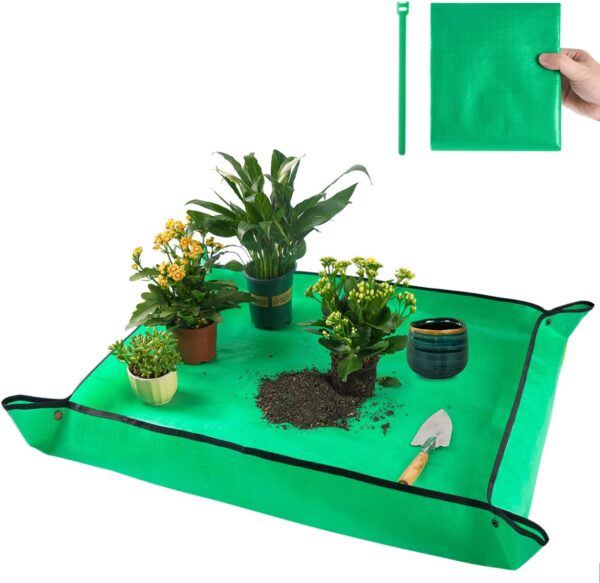 39.5" X 31.5" Large Repotting Mat for Indoor Plants Transplanting and Dirt Control Portable Potting Tray Plant Gifts for Plant Lovers Gardening Gifts for Women & Men 1