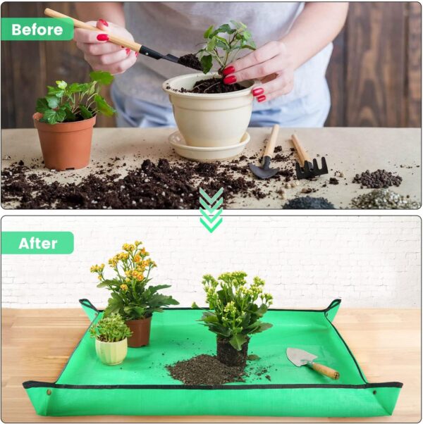 39.5" X 31.5" Large Repotting Mat for Indoor Plants Transplanting and Dirt Control Portable Potting Tray Plant Gifts for Plant Lovers Gardening Gifts for Women & Men 3