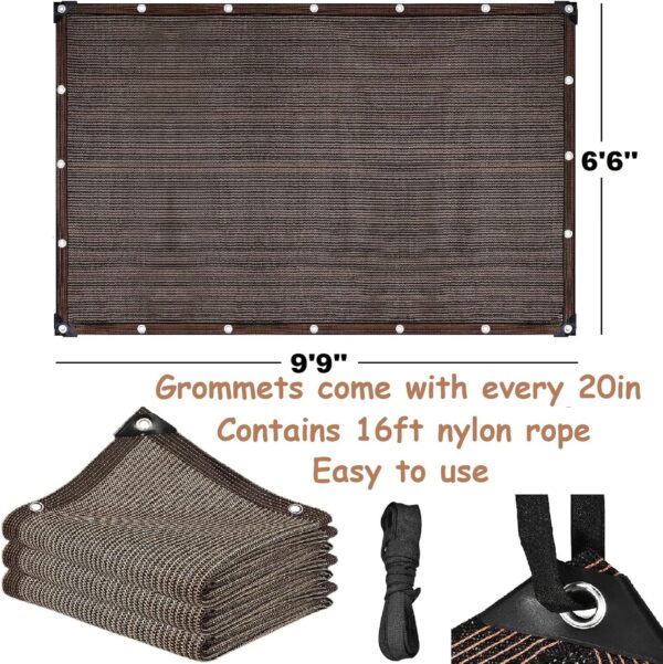 Shade Sail Sun Shade Cloth 6'6"x9'9" Rectangle Outdoor Canopy Outside Sunshade Awning Cover Privacy Screen Net UV Block for Patio Pergola Gazebo Porch Backyard Lawn Garden Outdoor Activities 3