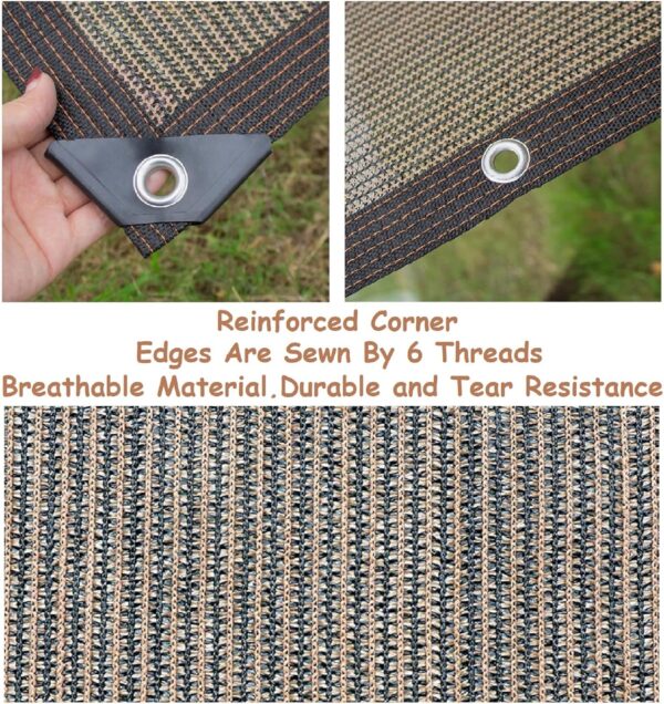 Shade Sail Sun Shade Cloth 6'6"x9'9" Rectangle Outdoor Canopy Outside Sunshade Awning Cover Privacy Screen Net UV Block for Patio Pergola Gazebo Porch Backyard Lawn Garden Outdoor Activities 4