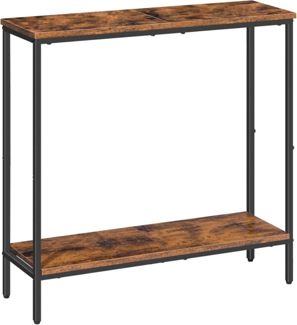 HOOBRO 29.5" L Narrow Console Table, Sofa Table Behind Couch with 2-Tier Storage Display Shelves, 8.7" D Small Entryway Table for Hallway, Foyer, Living Room, Bedroom, Rustic Brown and Black BF22XG01 1