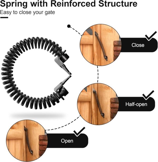 skysen 14" Fence gate Spring self Closing and Adjustable for Wooden or Vinyl Fence,Carbon Steel,Black(gate spring-14) 3