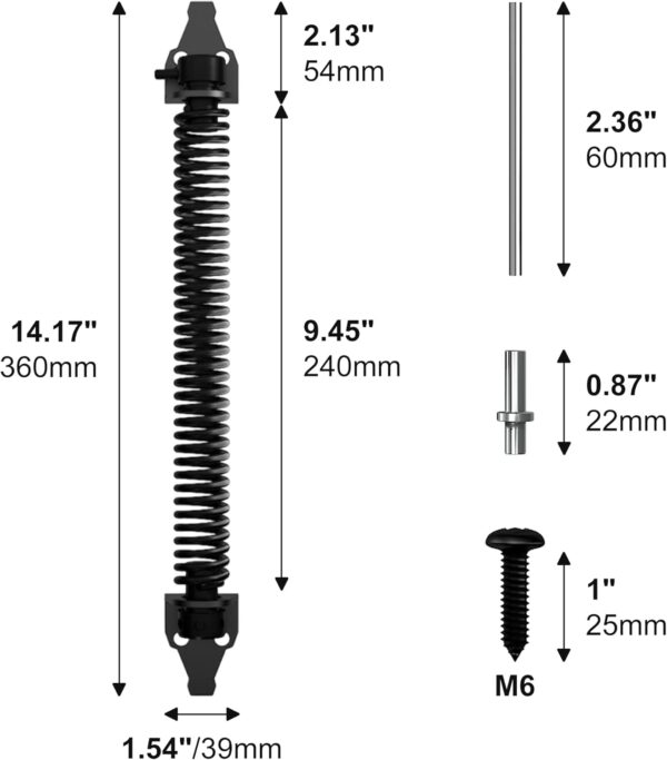 skysen 14" Fence gate Spring self Closing and Adjustable for Wooden or Vinyl Fence,Carbon Steel,Black(gate spring-14) 4