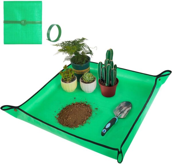 HNXTYAOB Repotting Mat for Indoor Plant Transplanting and Mess Control 27"x 27" Thickened Waterproof Potting Tray Foldable Succulent Potting Mat Portable Gardening Mat Garden Gifts for Women & Men 1