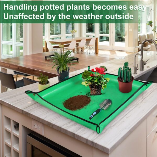 HNXTYAOB Repotting Mat for Indoor Plant Transplanting and Mess Control 27"x 27" Thickened Waterproof Potting Tray Foldable Succulent Potting Mat Portable Gardening Mat Garden Gifts for Women & Men 3