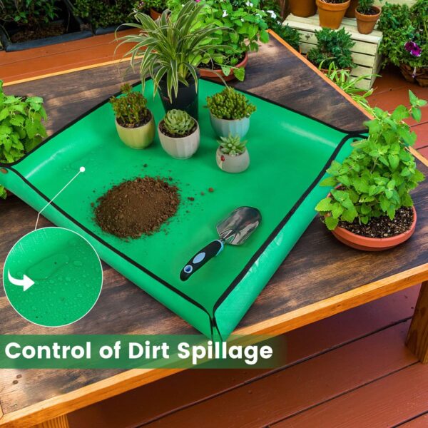 HNXTYAOB Repotting Mat for Indoor Plant Transplanting and Mess Control 27"x 27" Thickened Waterproof Potting Tray Foldable Succulent Potting Mat Portable Gardening Mat Garden Gifts for Women & Men 4