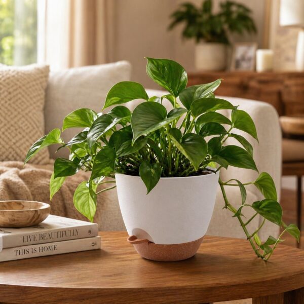 TYMENSH Plant Pots 12/10/9 Inch Set of 3, Self Watering Planters with Drainage Holes and Water Reservoir, Heavy Duty Plastic Flower Pots for Indoor Outdoor Plants, White 2