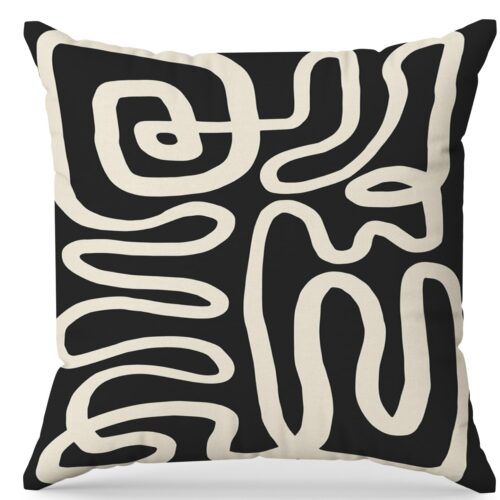 WF3871MAX_1 Black and Cream Pillow Cover 18x18, Black and Cream Abstract Decorate Pillow Cover for Living Room Couch Bed Home Bedroom Decor