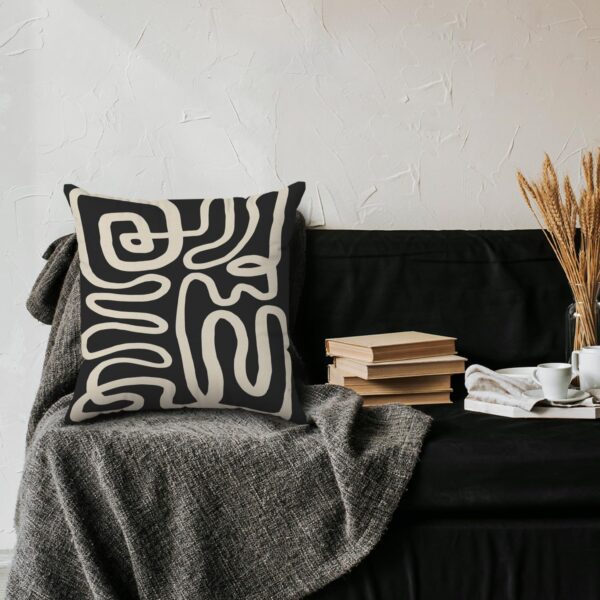 Black and Cream Pillow Cover 18x18, Black and Cream Abstract Decorate Pillow Cover for Living Room Couch Bed Home Bedroom Decor 2