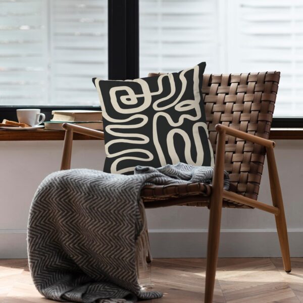 Black and Cream Pillow Cover 18x18, Black and Cream Abstract Decorate Pillow Cover for Living Room Couch Bed Home Bedroom Decor 3