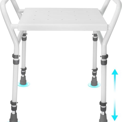WF4406MAX_1 Shower Chair Seat with Arm for Inside Shower - Adjustable Up to 24 Inches Shower Stool with Suction Feet for Seniors, Elderly, Handicap & Disabled-Adjustable Support Shower Bench