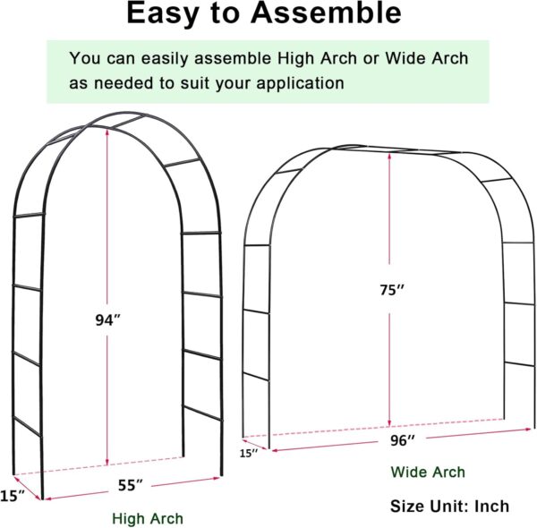 Metal Pergola Arbor, Outdoor Flower Garden Arch Trellis, Steel Garden Arbor for Climbing Plants, Wedding Decoration, 7'8" H x 4'5" W 3
