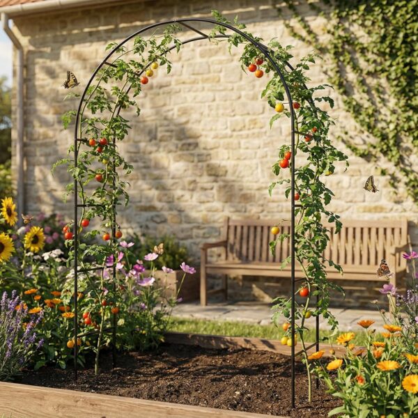 Metal Pergola Arbor, Outdoor Flower Garden Arch Trellis, Steel Garden Arbor for Climbing Plants, Wedding Decoration, 7'8" H x 4'5" W 4