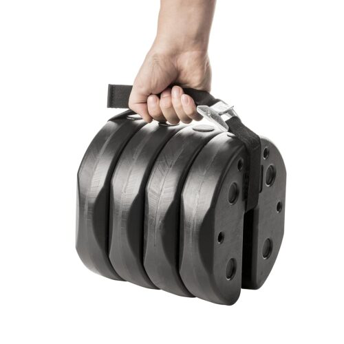 US Weight 40 Pound Canopy Weight Set of 4 and Carry Strap with No-Pinch Design - Easy Installation and Removal to Secure Tents, Canopies, and Umbrellas at Outdoor Events