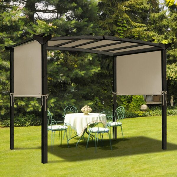 Tangkula 17x7 Ft Universal Pergola Replacement Canopy, Outdoor Canopy Shade Cover w/ 6 Copper Grommets & 4 Straps, Sun-protective Polyester Replacement Cover for Pergola Structure (Cover Only) (Beige) 3