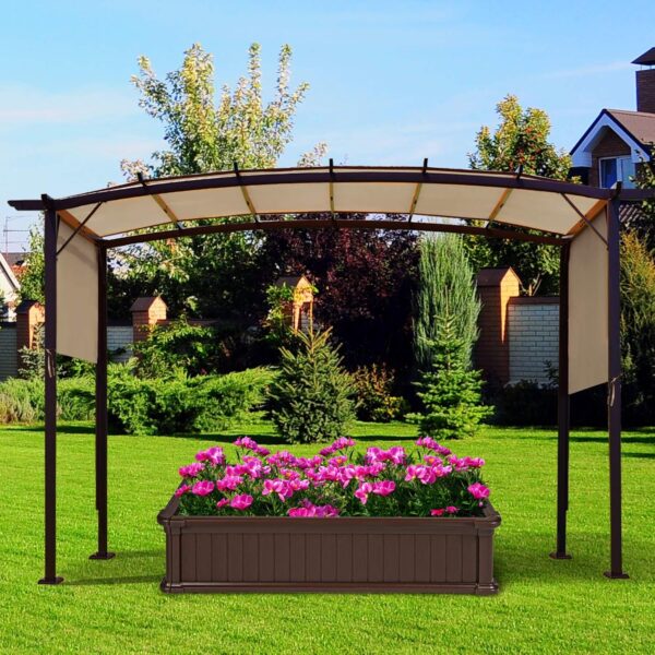 Tangkula 17x7 Ft Universal Pergola Replacement Canopy, Outdoor Canopy Shade Cover w/ 6 Copper Grommets & 4 Straps, Sun-protective Polyester Replacement Cover for Pergola Structure (Cover Only) (Beige) 4