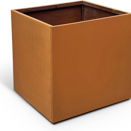 WF4636MAX_1 Corten Steel Planter Box Metal Square Planters 26 Inch Steel Large Outdoor Planter Tall Plant for Commercial Residential Patio and Backyard