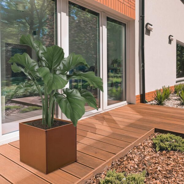 Corten Steel Planter Box Metal Square Planters 26 Inch Steel Large Outdoor Planter Tall Plant for Commercial Residential Patio and Backyard 3