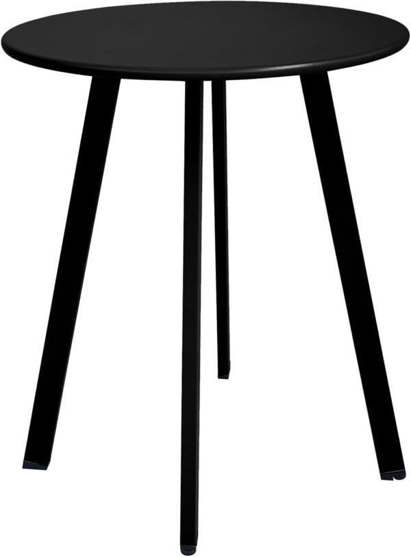 Meluvici Outdoor Side Table, Weather Resistant Patio Small Side Table Outdoor Indoor Round Metal Steel Small Table, Waterproof End Table for Garden Balcony Yard, Black 1