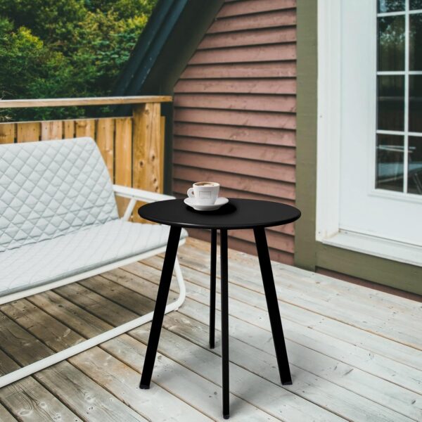 Meluvici Outdoor Side Table, Weather Resistant Patio Small Side Table Outdoor Indoor Round Metal Steel Small Table, Waterproof End Table for Garden Balcony Yard, Black 2