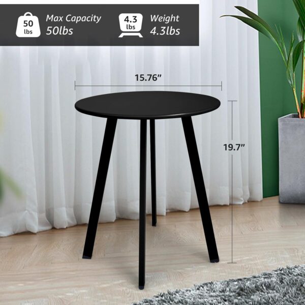 Meluvici Outdoor Side Table, Weather Resistant Patio Small Side Table Outdoor Indoor Round Metal Steel Small Table, Waterproof End Table for Garden Balcony Yard, Black 3