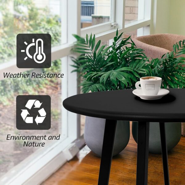 Meluvici Outdoor Side Table, Weather Resistant Patio Small Side Table Outdoor Indoor Round Metal Steel Small Table, Waterproof End Table for Garden Balcony Yard, Black 4
