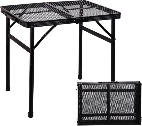 Portable Small Folding Table, Metal Camping Grill Table for BBQ, Picnic & Patio, Lightweight Foldable Outdoor Side Table, 23” x 15” 1