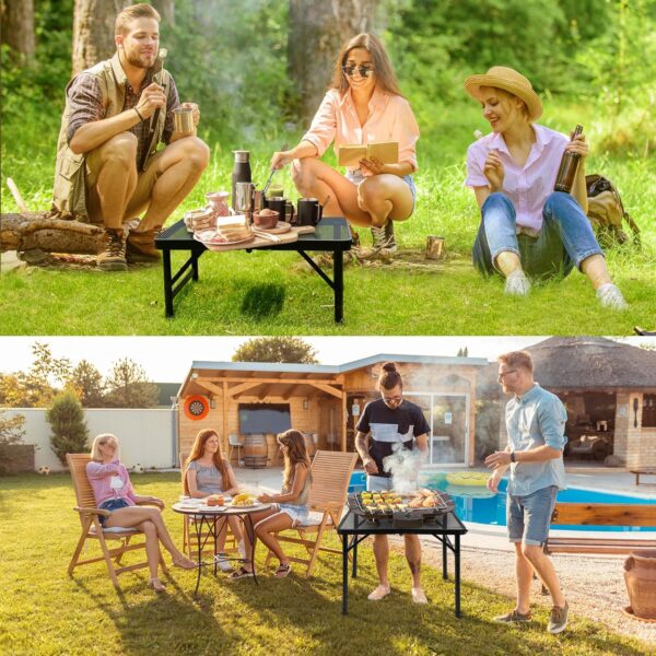 Portable Small Folding Table, Metal Camping Grill Table for BBQ, Picnic & Patio, Lightweight Foldable Outdoor Side Table, 23” x 15” 3