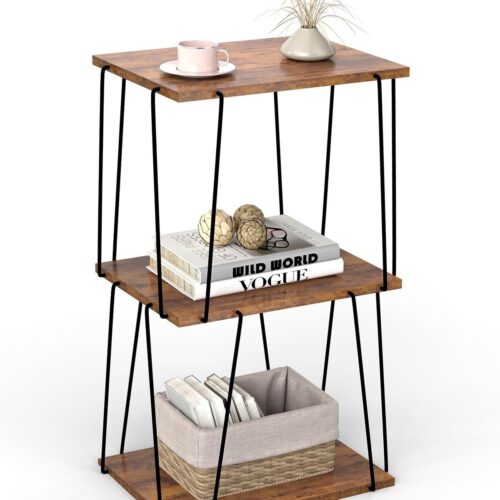 WF5715MAX_1 KJGKK Tall End Table, Small Side Table, 29 inch High Entryway Table, Bedside Table for Living Room, Bedroom and Office, Rustic Brown