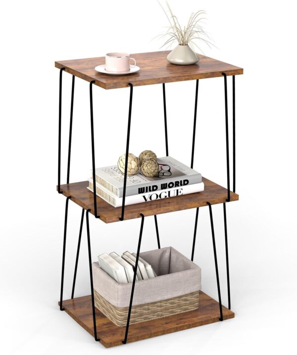 KJGKK Tall End Table, Small Side Table, 29 inch High Entryway Table, Bedside Table for Living Room, Bedroom and Office, Rustic Brown 1