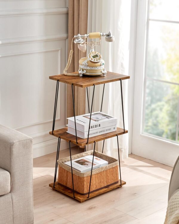 KJGKK Tall End Table, Small Side Table, 29 inch High Entryway Table, Bedside Table for Living Room, Bedroom and Office, Rustic Brown 4