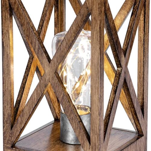 WINGBO Retro Battery Powered Table Lamps, Battery Operated Cordless Lamp, Portable Nightlight Decorative Light for Living Room Dining Room Bedroom Entryway Patio Backyard, Faded Brown Finish