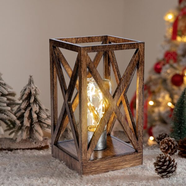 WINGBO Retro Battery Powered Table Lamps, Battery Operated Cordless Lamp, Portable Nightlight Decorative Light for Living Room Dining Room Bedroom Entryway Patio Backyard, Faded Brown Finish 2
