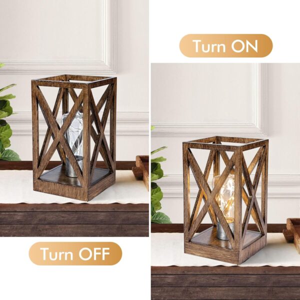WINGBO Retro Battery Powered Table Lamps, Battery Operated Cordless Lamp, Portable Nightlight Decorative Light for Living Room Dining Room Bedroom Entryway Patio Backyard, Faded Brown Finish 3