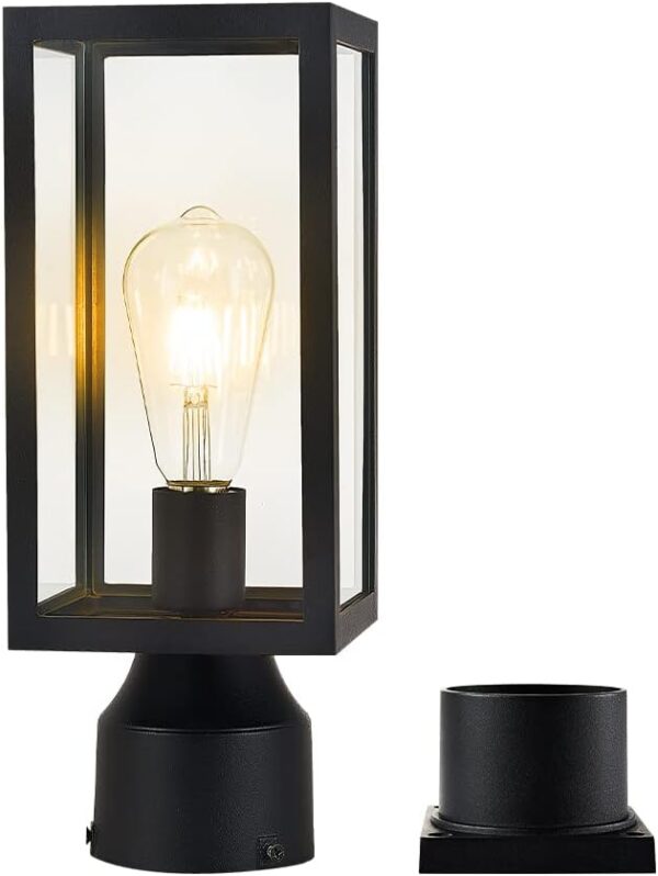Windben Outdoor Post Light,Waterproof Cast Aluminium Lamp Post Light Fixture,Post Lantern with Pier Mount Base,Matte Black,13.8'',Suitable for Garden,Yard or Driveway,etc 1