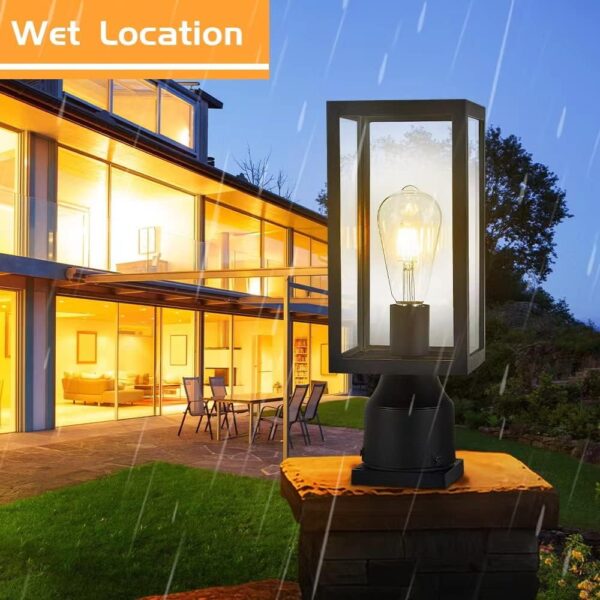 Windben Outdoor Post Light,Waterproof Cast Aluminium Lamp Post Light Fixture,Post Lantern with Pier Mount Base,Matte Black,13.8'',Suitable for Garden,Yard or Driveway,etc 3