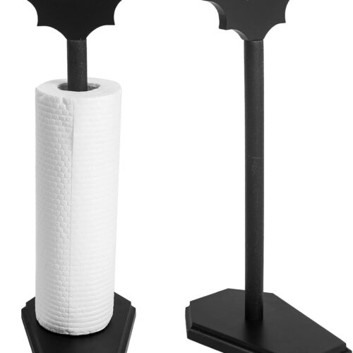 WF7599MAX_1 Bat Paper Towel Holder - Halloween Decor for Kitchen and Bathroom - Gothic Home Decor for Oddities and Curiosities - Goth Accessories for Countertop Stand - Witchy Gifts for Women