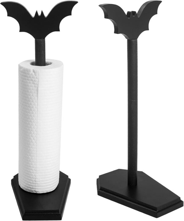 Bat Paper Towel Holder - Halloween Decor for Kitchen and Bathroom - Gothic Home Decor for Oddities and Curiosities - Goth Accessories for Countertop Stand - Witchy Gifts for Women 1