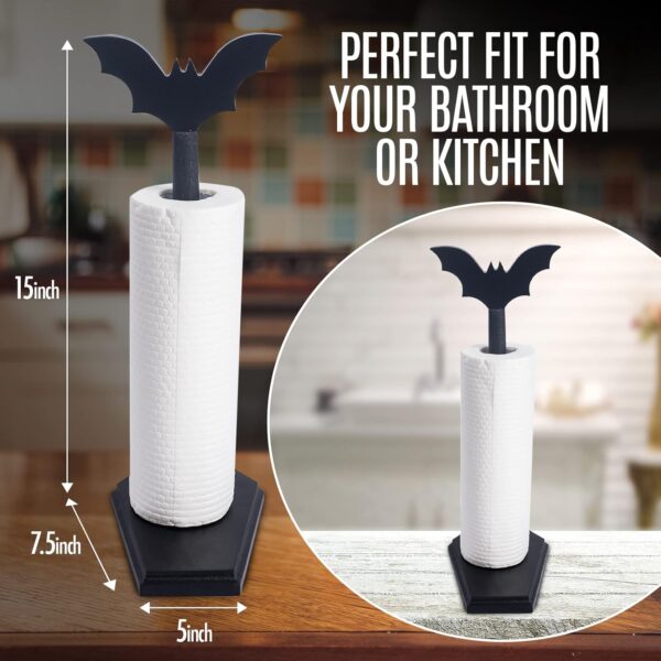 Bat Paper Towel Holder - Halloween Decor for Kitchen and Bathroom - Gothic Home Decor for Oddities and Curiosities - Goth Accessories for Countertop Stand - Witchy Gifts for Women 2